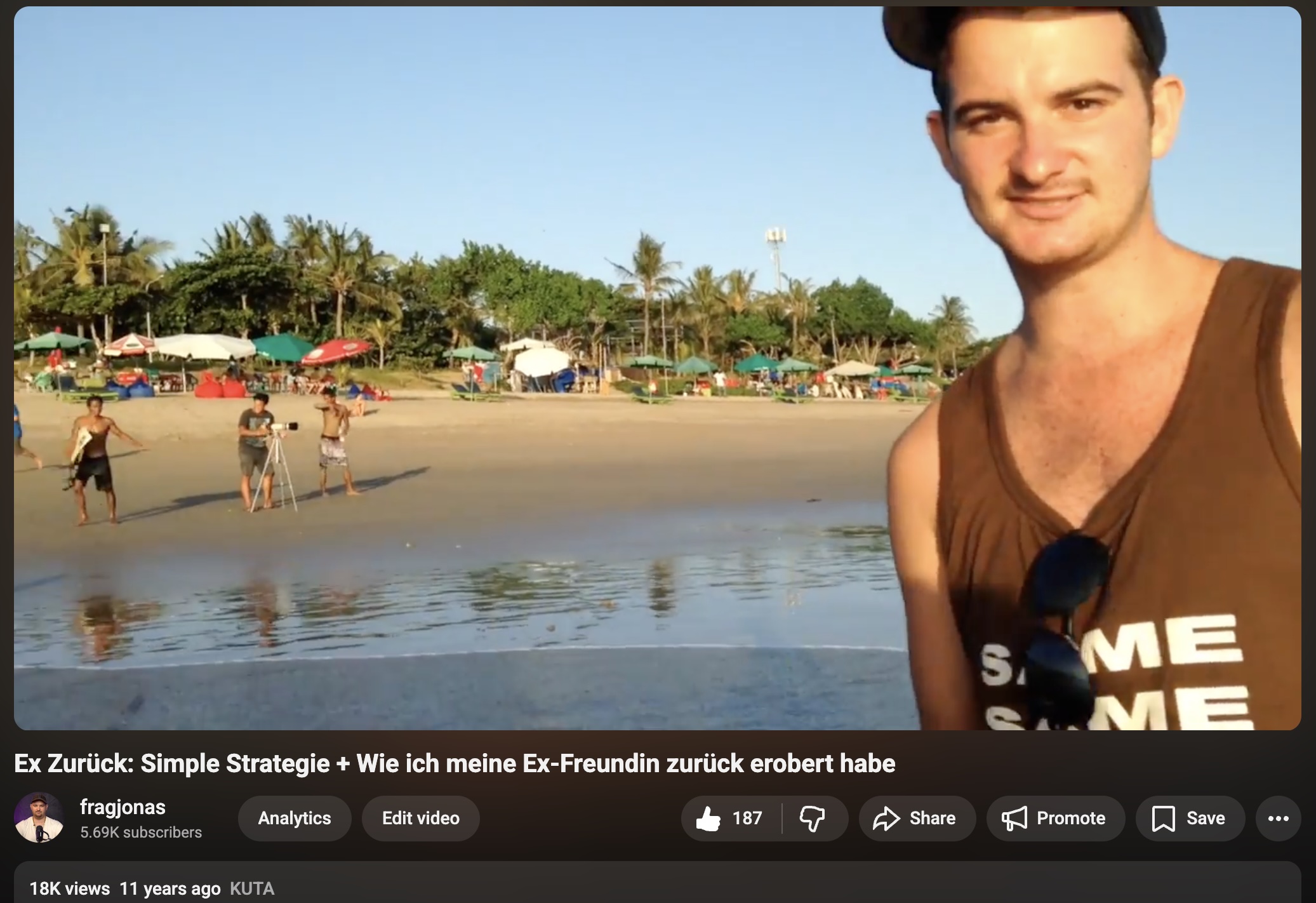 Jonas Alexander Grodhues – Erste YouTube-Videos am Kuta Beach Bali 2014